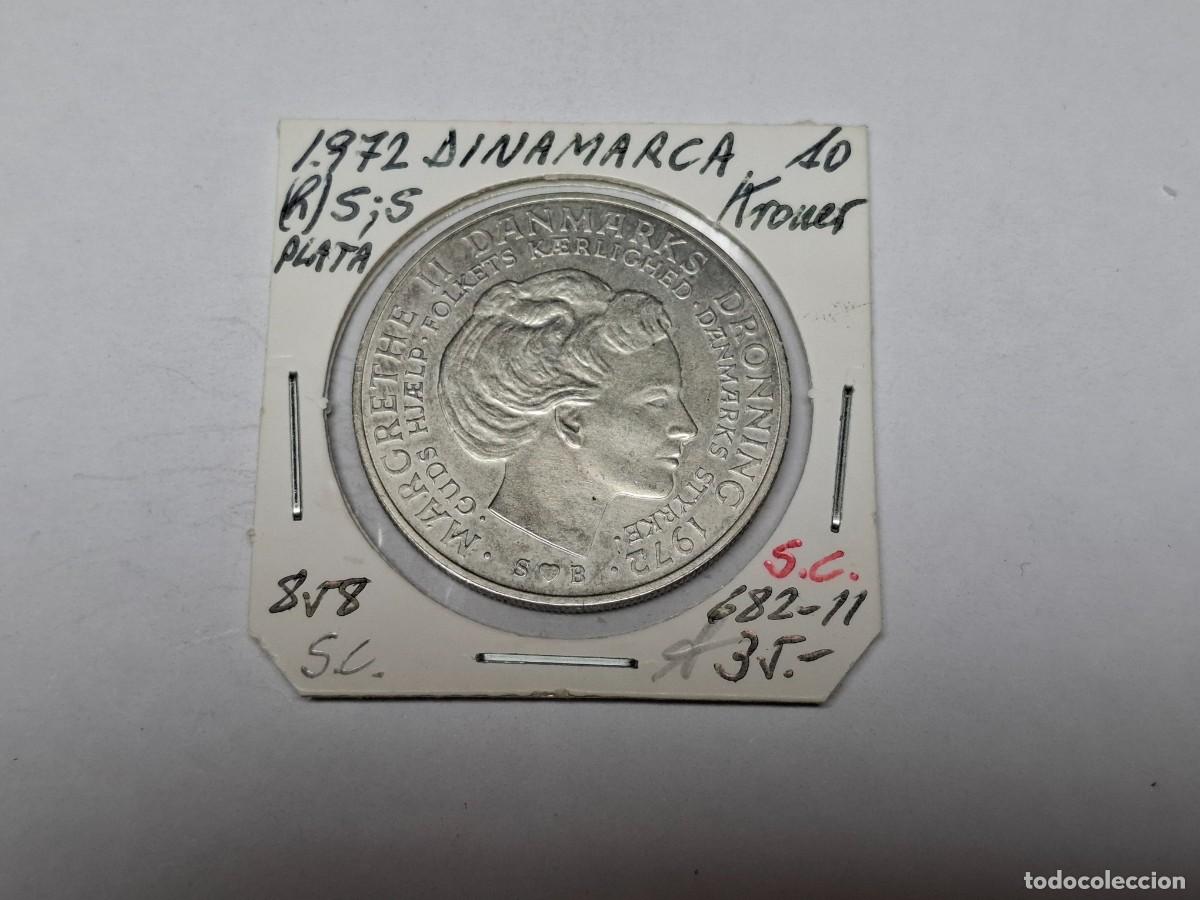 Monedas antiguas de Europa: 10 KRONER de PLATA de 1972 S;S KM 858 DINAMARCA en SIN CIRCULAR