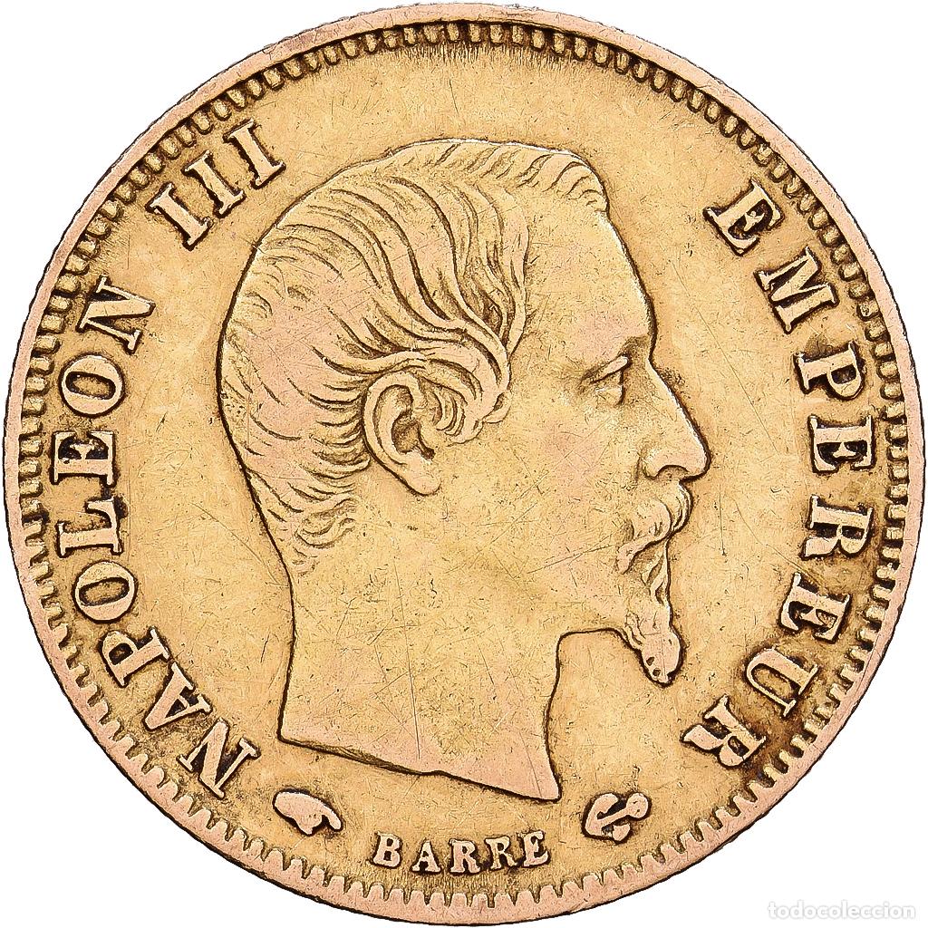 Monedas antiguas de Europa: [#1540032] Francia, Napoleon III, 5 Francs, Napol&eacute;on III, 1859, Paris, Oro, BC+, KM:782.1