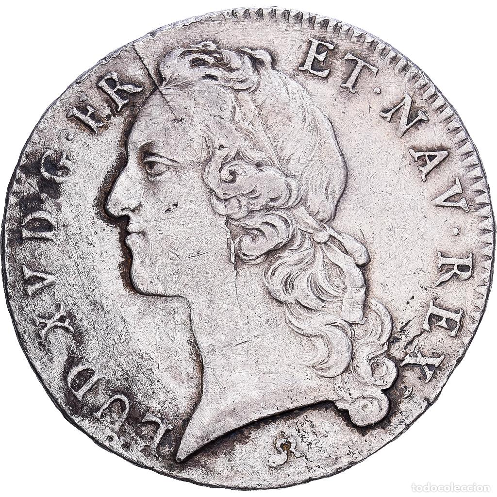 Monedas antiguas de Europa: [#139917] Francia, Louis XV, &Eacute;cu au bandeau, 1747, Rouen, Plata, BC+, Gadoury:322