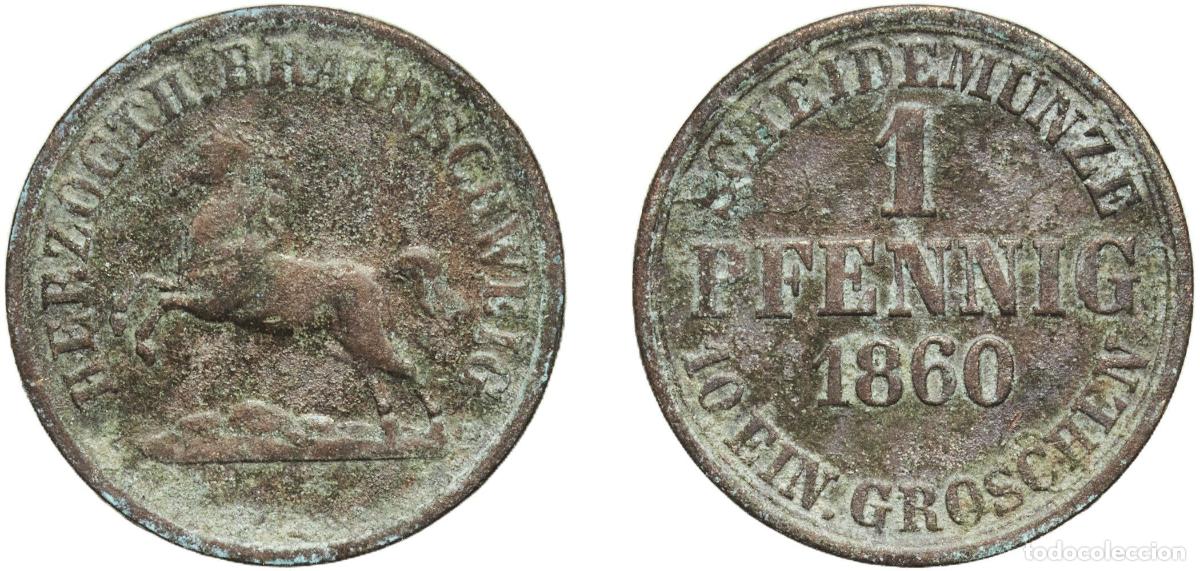 Monedas antiguas de Europa: Germany Duchy of Brunswick German states 1860 1 Pfennig - William Copper Brunswick / Braunschweig M