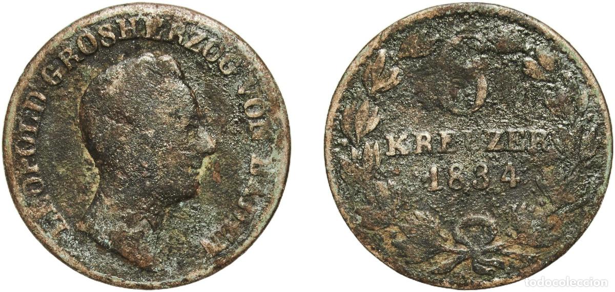 Monedas antiguas de Europa: Germany Grand Duchy of Baden German states 1834 6 Kreuzers - Leopold I Billon (.375 silver) (898470