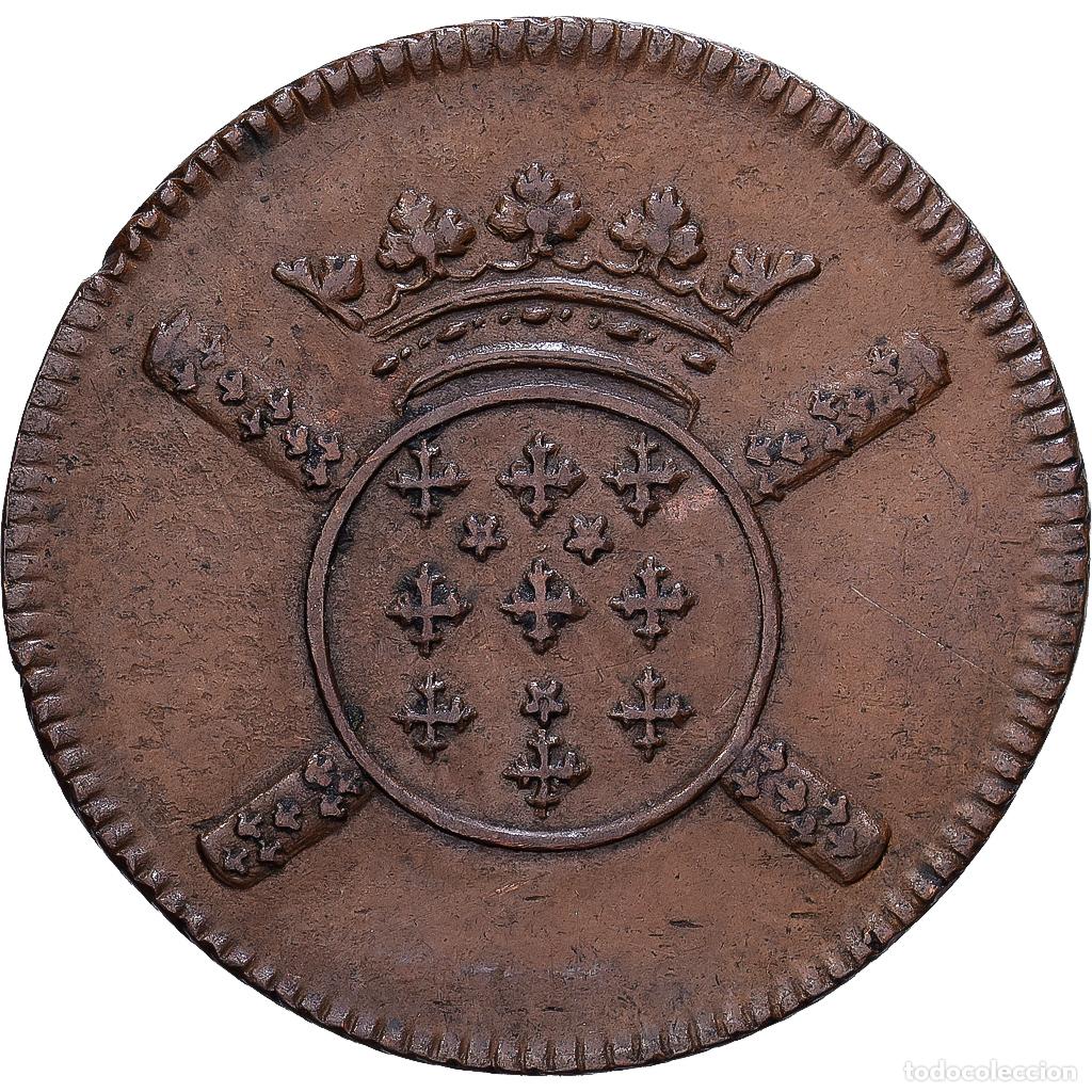 Monedas antiguas de Europa: [#139857] Francia, 10 Sols, 1708, Lille, si&egrave;ge de la ville, Cobre, MBC, KM:6