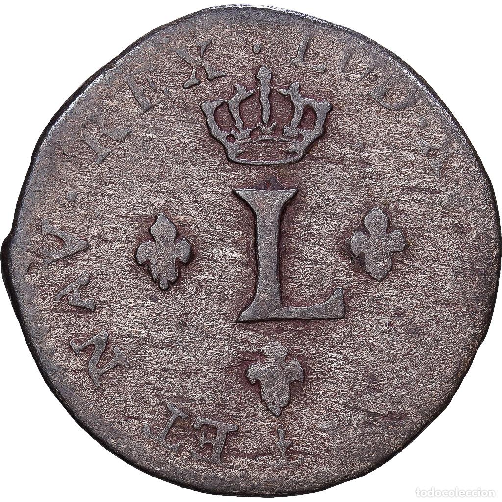 Monedas antiguas de Europa: [#139902] Francia, Louis XV, 1 Sol, 1739, Dijon, Plata, BC+, Gadoury:278