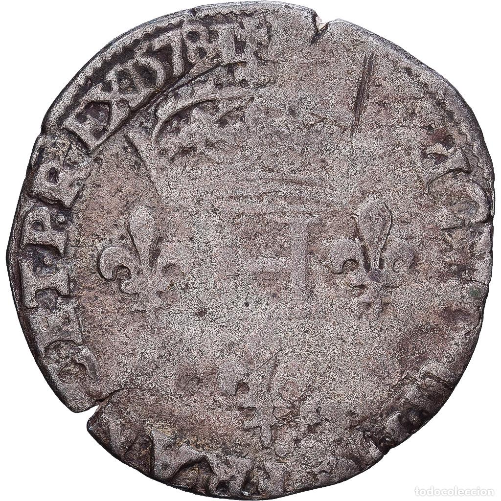 Monedas antiguas de Europa: [#139903] Francia, Henri III, Sol Parisis, 1578, Riom, Vell&oacute;n, BC+, Gadoury:474
