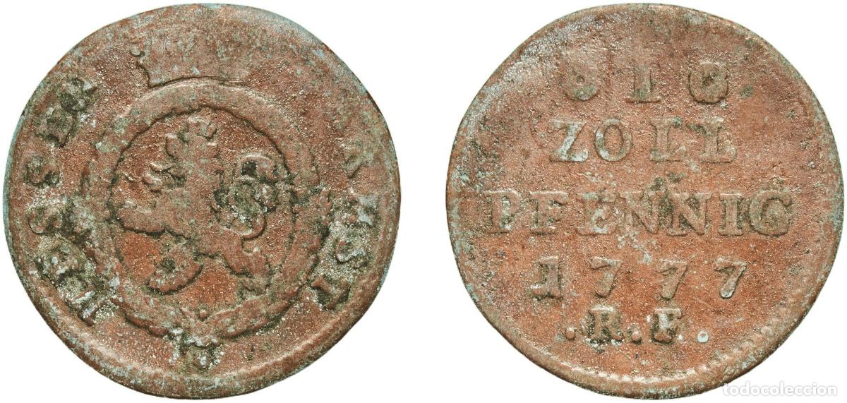 Monedas antiguas de Europa: Germany Grand Duchy of Hesse-Darmstadt German states 1777 1 Zollpfennig - Louis IX Copper Darmstadt