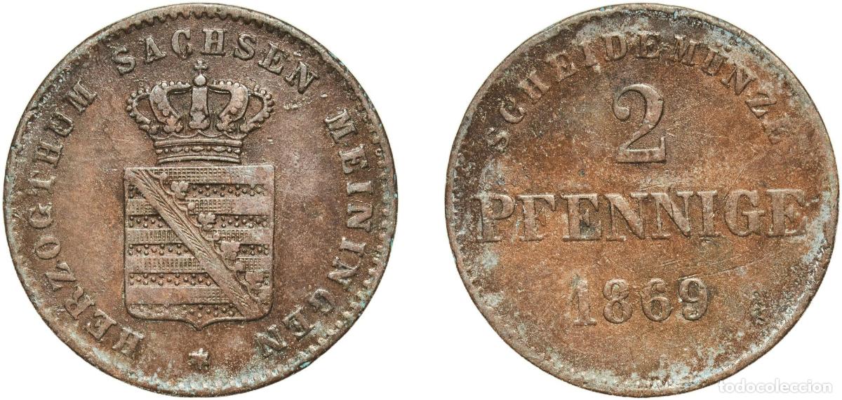 Monedas antiguas de Europa: Germany Kingdom of Bavaria German states 1869 2 Pfenning - Maximilian II, Ludwig II Copper Munich M
