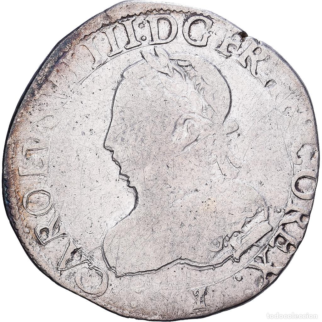 Monedas antiguas de Europa: [#139732] Francia, Charles IX, Teston, 1568, La Rochelle, Plata, BC+, Gadoury:429