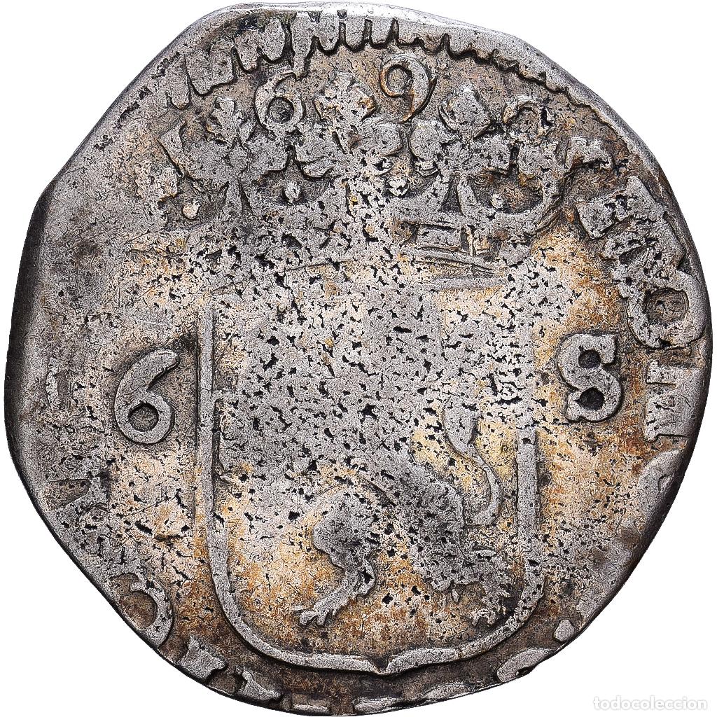 Monedas antiguas de Europa: [#139853] Pa&iacute;ses Bajos, 6 Stuivers, Rijderschelling, 1690, Zwolle, Plata, BC+, KM:85