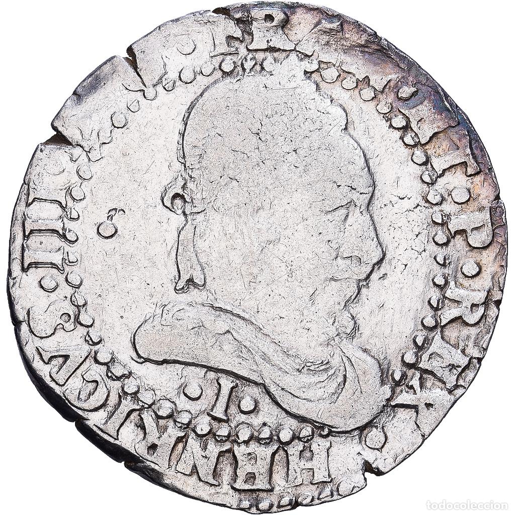 Monedas antiguas de Europa: [#139738] Francia, Henri III, 1/2 Franc au col plat, 1587, Limoges, Plata, BC+