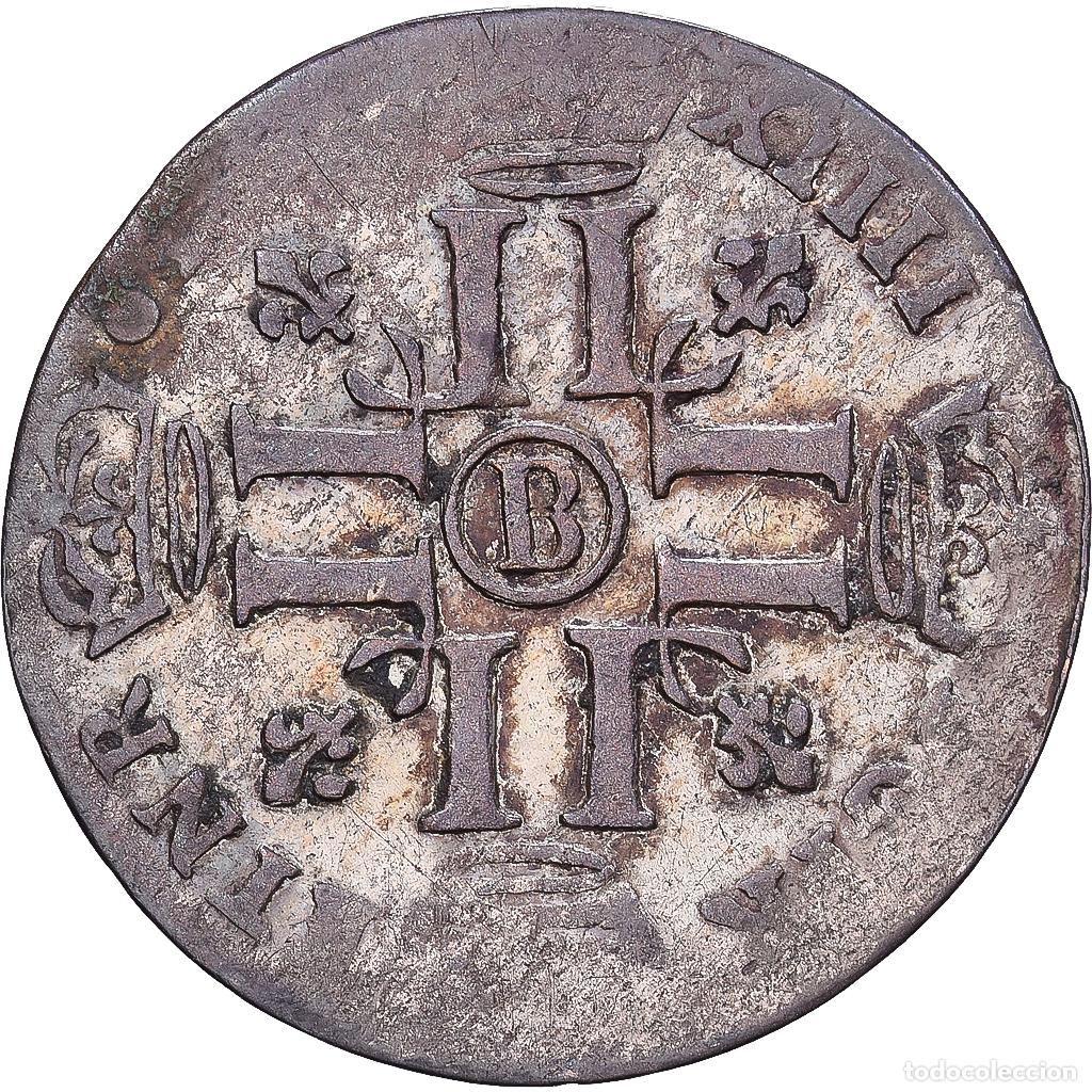 Monedas antiguas de Europa: [#139900] Francia, Louis XIV, Quinzain aux 8 L, 1693, Rouen, Vell&oacute;n, BC+, Gadoury:91