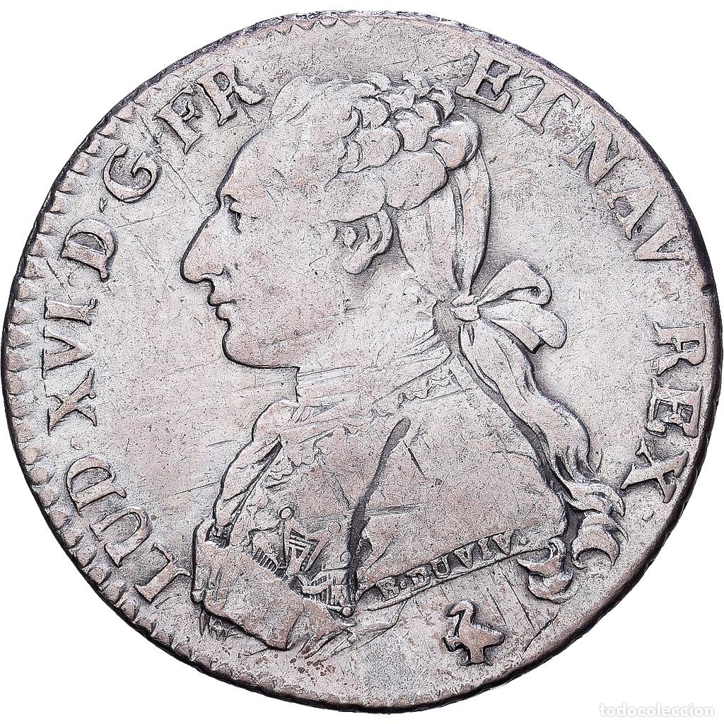 Monedas antiguas de Europa: [#139734] Francia, Louis XVI, 1/5 Ecu, 1782/1, Paris, Plata, BC+, Gadoury:354