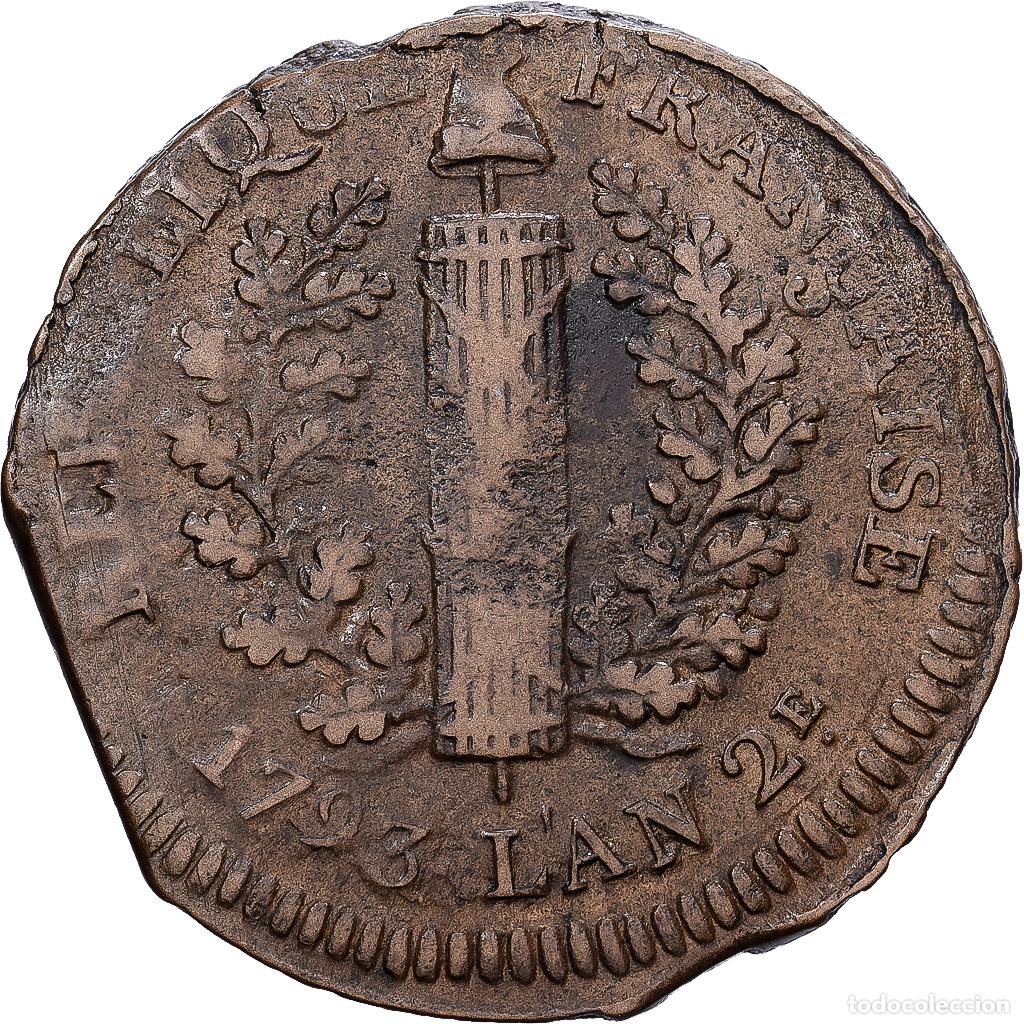Monedas antiguas de Europa: [#139745] Francia, 5 Sols, 1793, Mainz, Siege Coinage, Bronce, BC+, KM:603