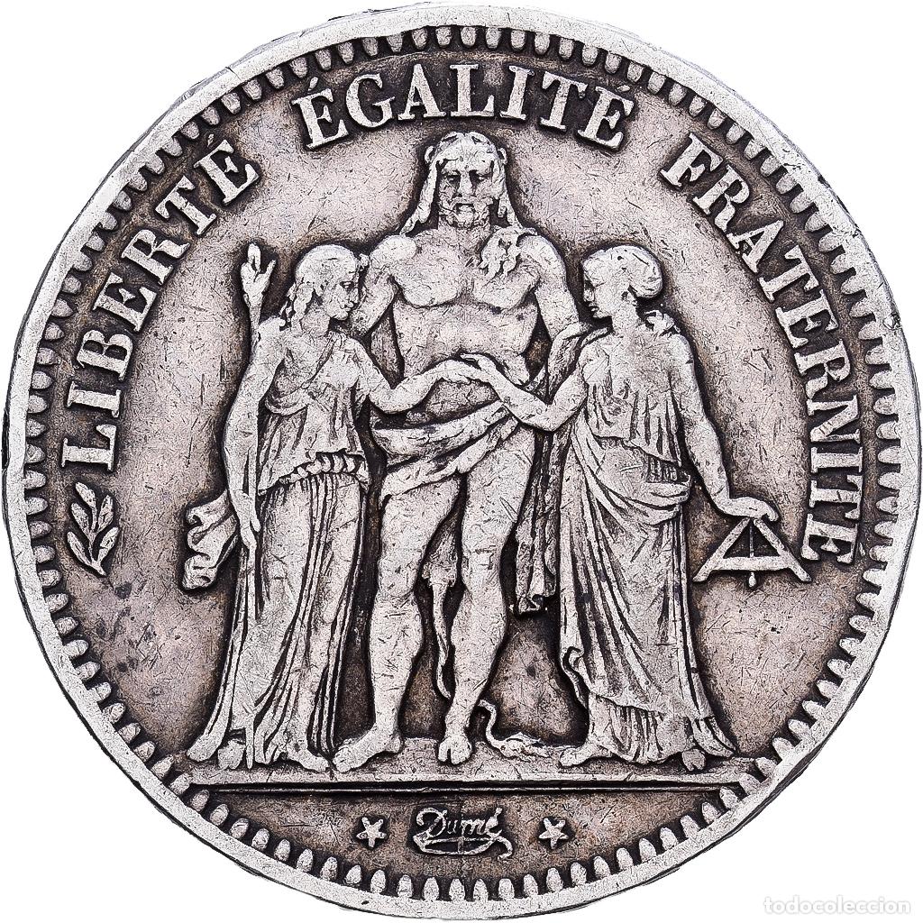 Monedas antiguas de Europa: [#1540069] Francia, 5 Francs, Hercule, 1849, Strasbourg, Plata, BC+, KM:756.2