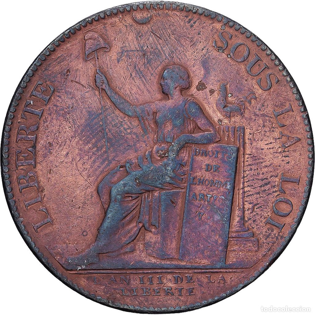 Monedas antiguas de Europa: [#139874] Francia, 2 Sols, Monneron &agrave; la Libert&eacute;, 1791, Soho Mint, Bronce, MBC, KM:Tn23