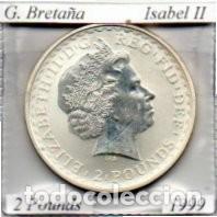 Monedas antiguas de Europa: G. BRETA&Ntilde;A 1999, 2 POUNDS, ISABEL II, AG, 32,45 GR, 958-1000, PROOF, 2 FOTOS