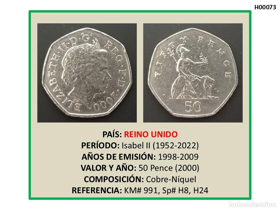 Monedas antiguas de Europa: MONEDA REINO UNIDO (ISABEL II). 50 PENIQUES (2000)