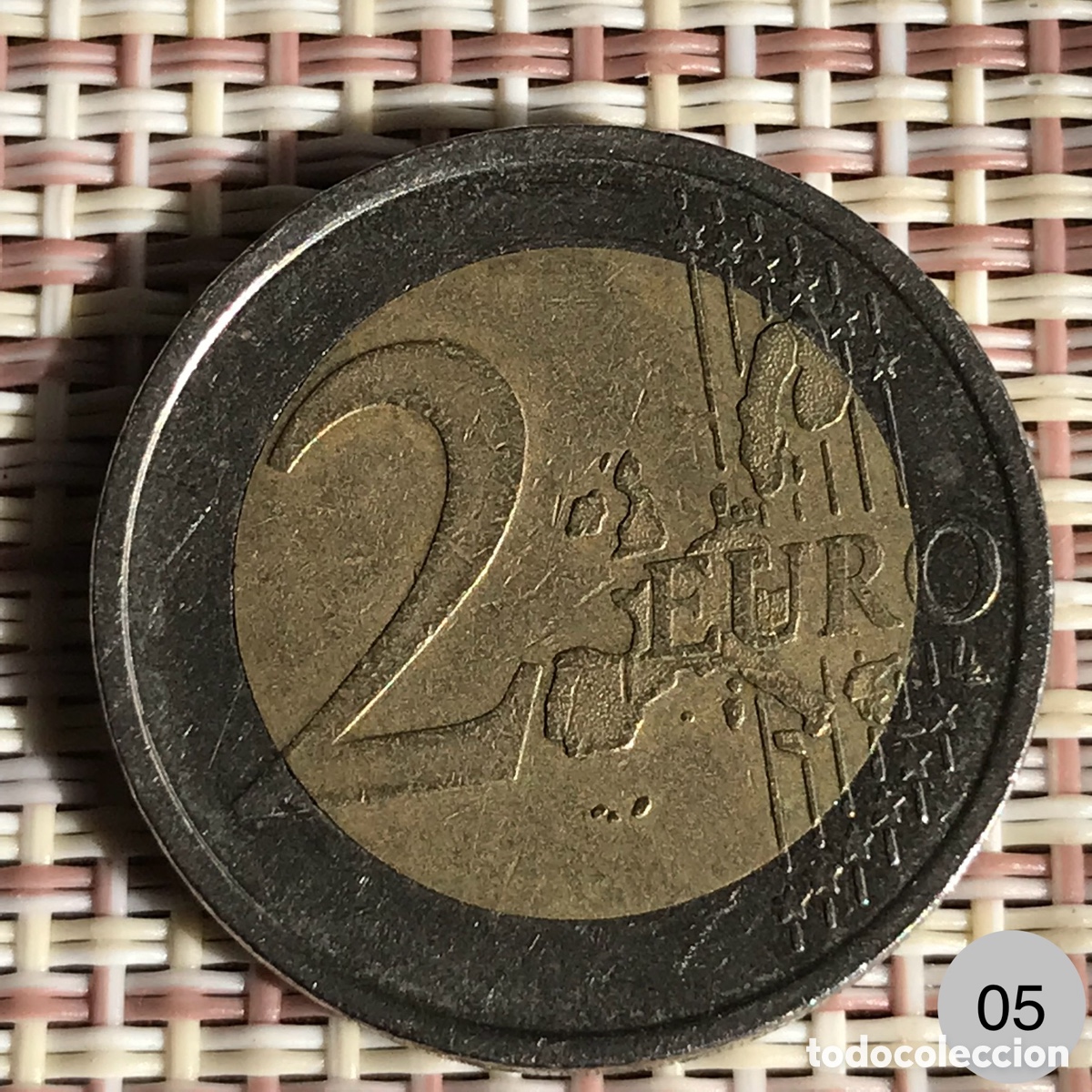 Alte M&uuml;nzen aus Europa: Moneda de 2 euros Finlandia a&ntilde;o 2005 con fallo de acu&ntilde;acion