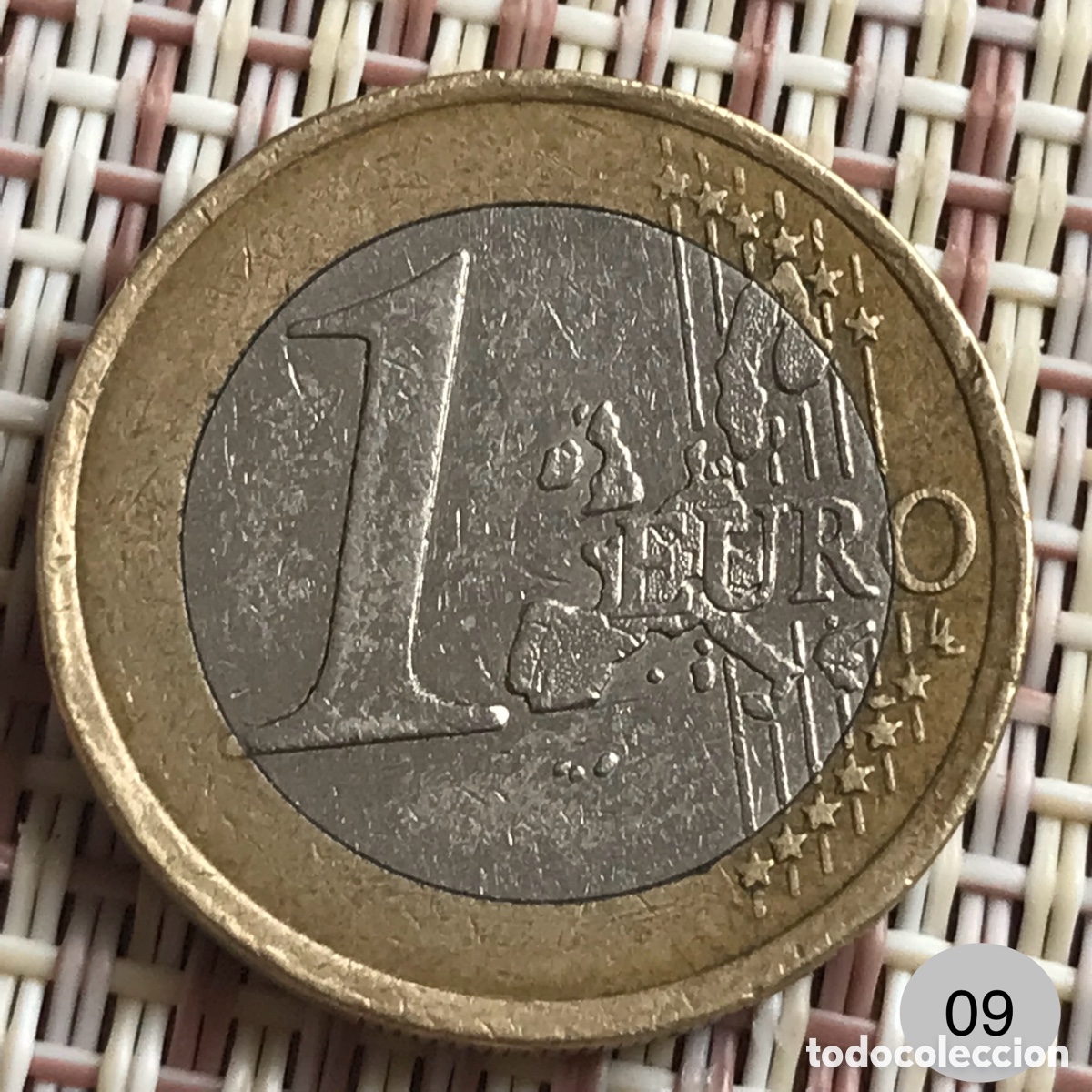 Moedas antigas da Europa: Moneda de 1 Euro Francia a&ntilde;o 2001 con fallo de acu&ntilde;acion