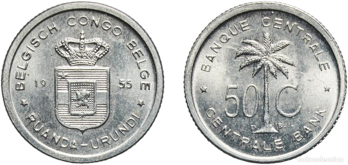 Monedas antiguas de Europa: Belgian Congo 1955 50 Centimes Aluminium Royal Mint of Belgium (20300000) 0.73g UNC KM 2 Sch&ouml;n 31