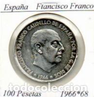 Monedas antiguas de Europa: ESPA&Ntilde;A 1968-68 (5) , 100 PESETAS, FRANCISCO FRANCO, AG