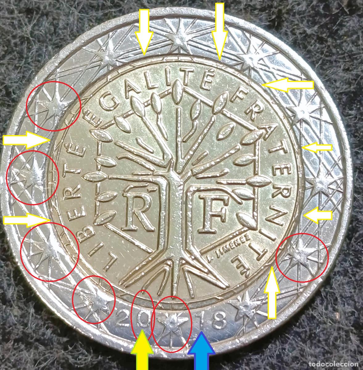 Monedas antiguas de Europa: Moneda 2 Euros Francia 2018 &Aacute;rbol de la vida, ERRORES de Acu&ntilde;aci&oacute;n, ERROR DE CECA