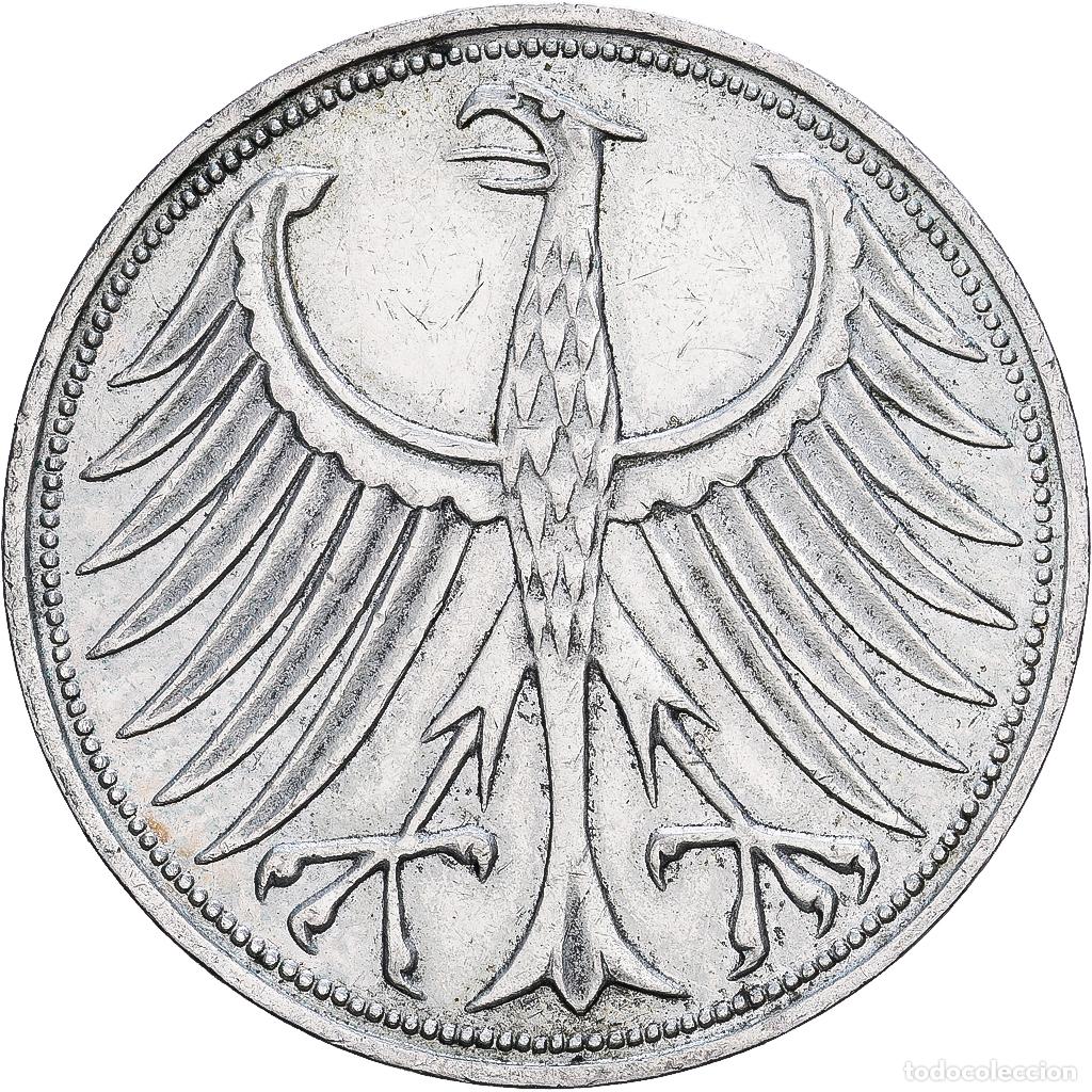 Monedas antiguas de Europa: [#1540003] ALEMANIA - REP&Uacute;BLICA FEDERAL, 5 Mark, 1957, Hamburg, Plata, BC+, KM:112.1