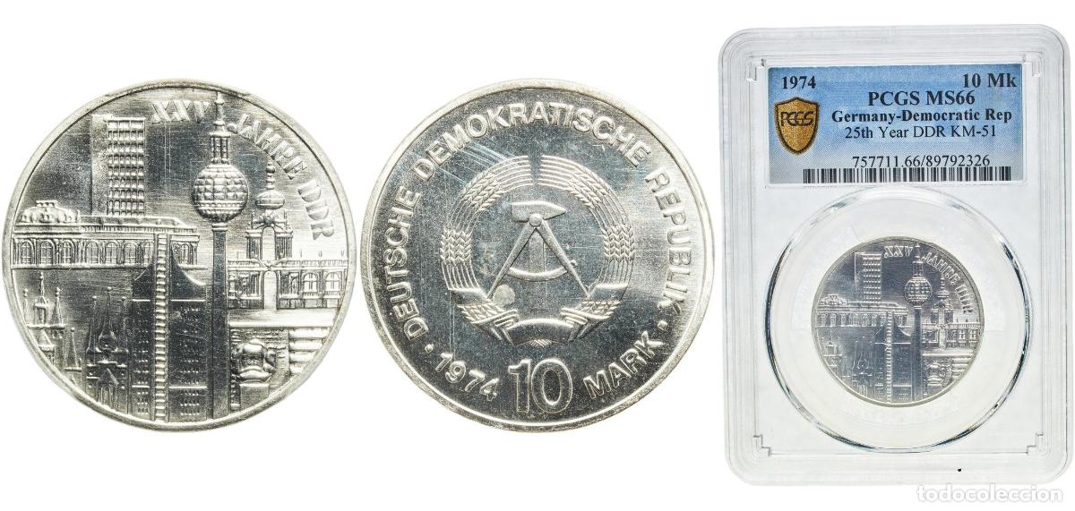 Monedas antiguas de Europa: Germany German Democratic Republic Democratic republic 1974 10 Mark (25th anniversary of the GDR) S
