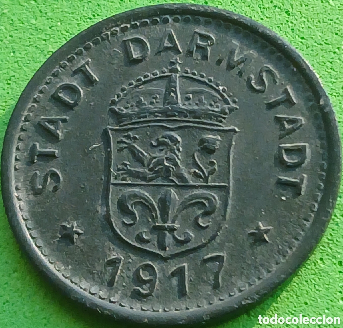 Monedas antiguas de Europa: Alemania ciudad de Darmstadt 10 pfennig 1917 WF#88.1A no magn&eacute;tica.