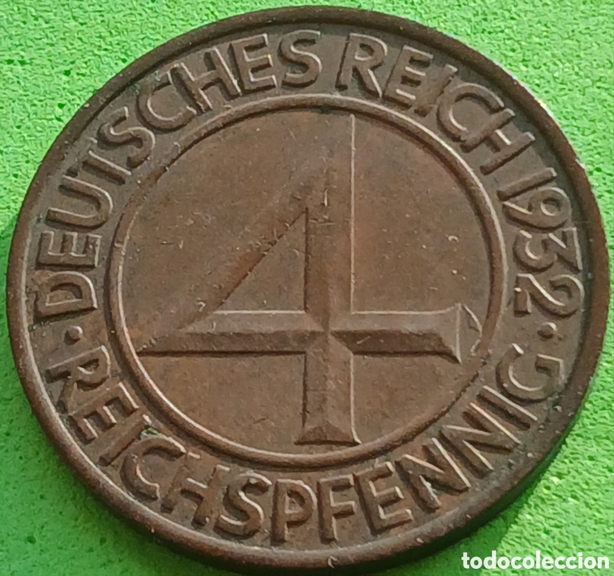 Monedas antiguas de Europa: Alemania Rep&uacute;blica de Weimar 4 reichspfennig 1932 F km#75 poco com&uacute;n