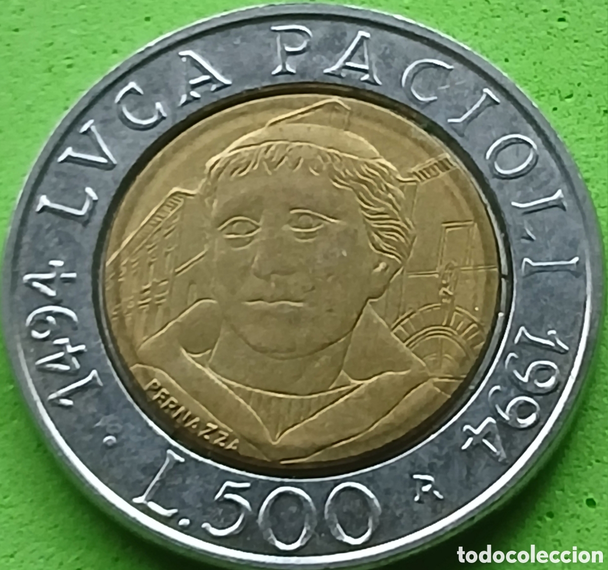 Monedas antiguas de Europa: Italia 500 liras 1994 km#167 Luca Pacioli