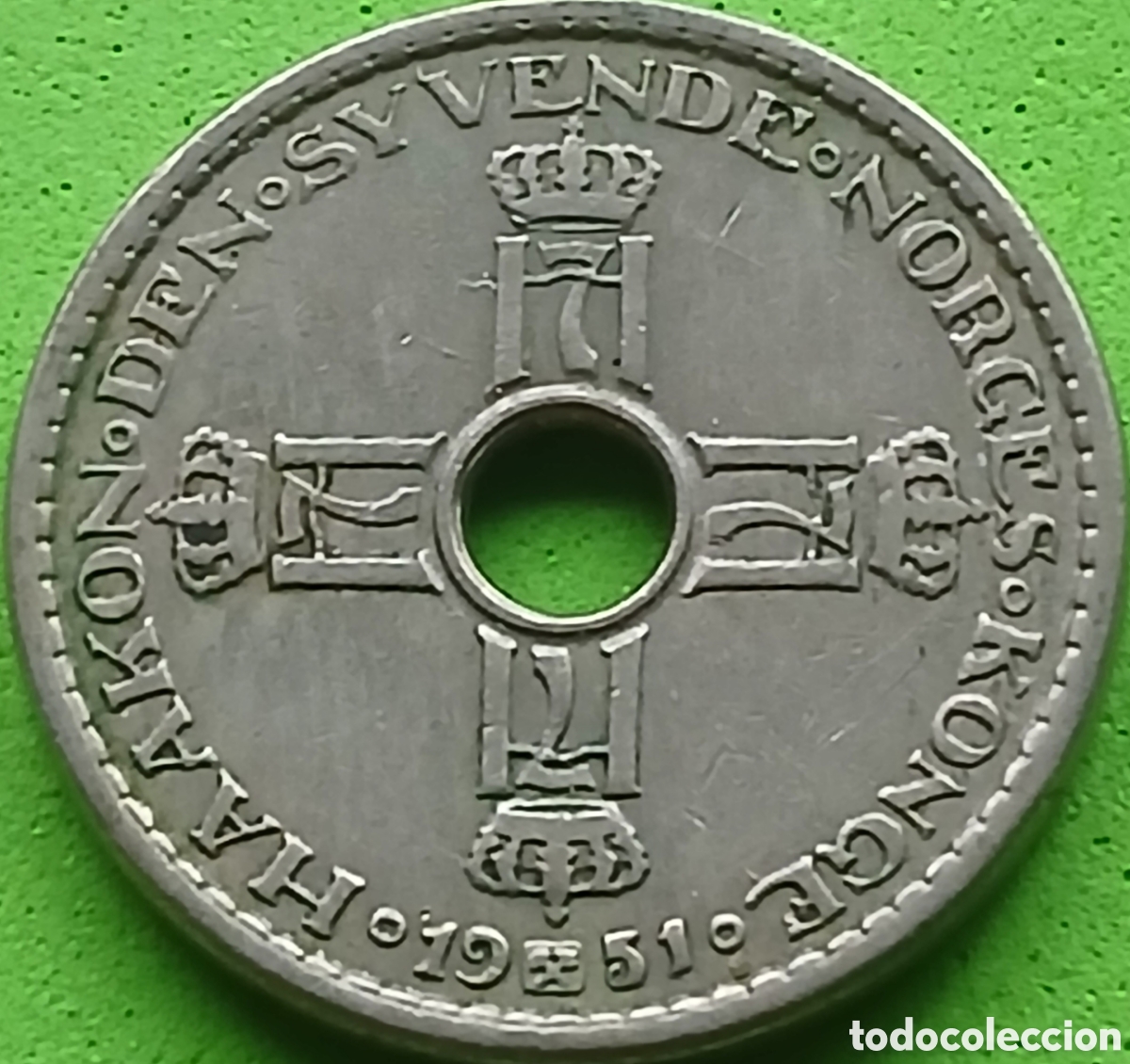 Monedas antiguas de Europa: Noruega 1 corona 1951 km#385