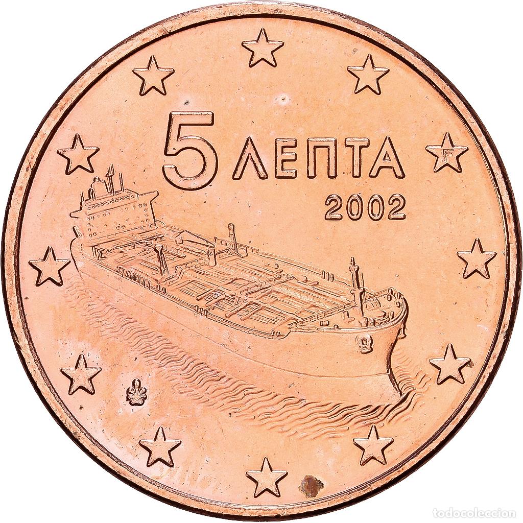 Monedas antiguas de Europa: [#1530329] Grecia, 5 Centimes, 2002, Athens, Cobre chapado en acero, SC+