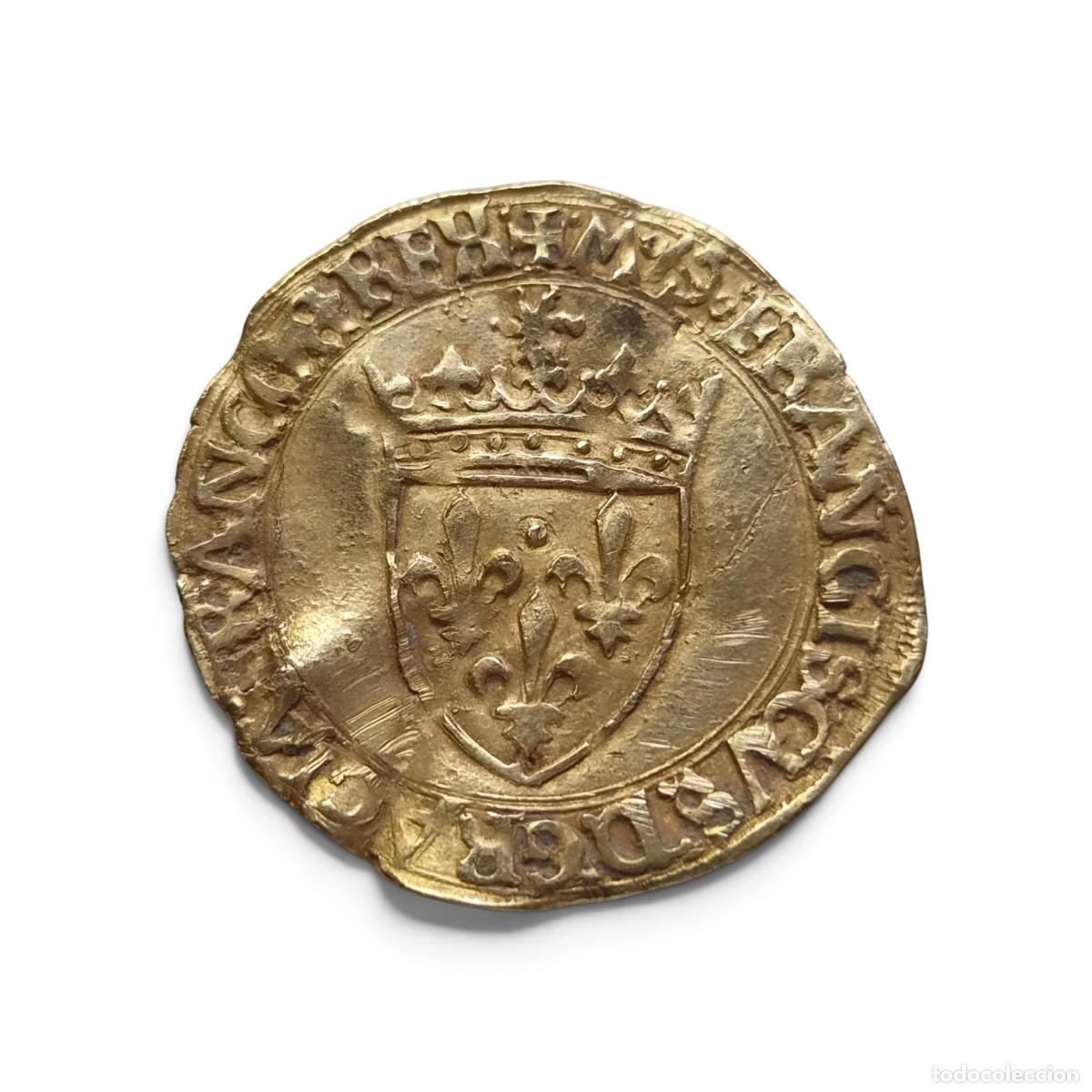 Monedas antiguas de Europa: Francia. Francisco I. Bayona. Escudo de oro. 5&ordm; tipo. Au. (MBC+). Peso: 3.41 gr