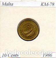 Monedas antiguas de Europa: MALTA 1986. 10 CENTS, KM-78, SC