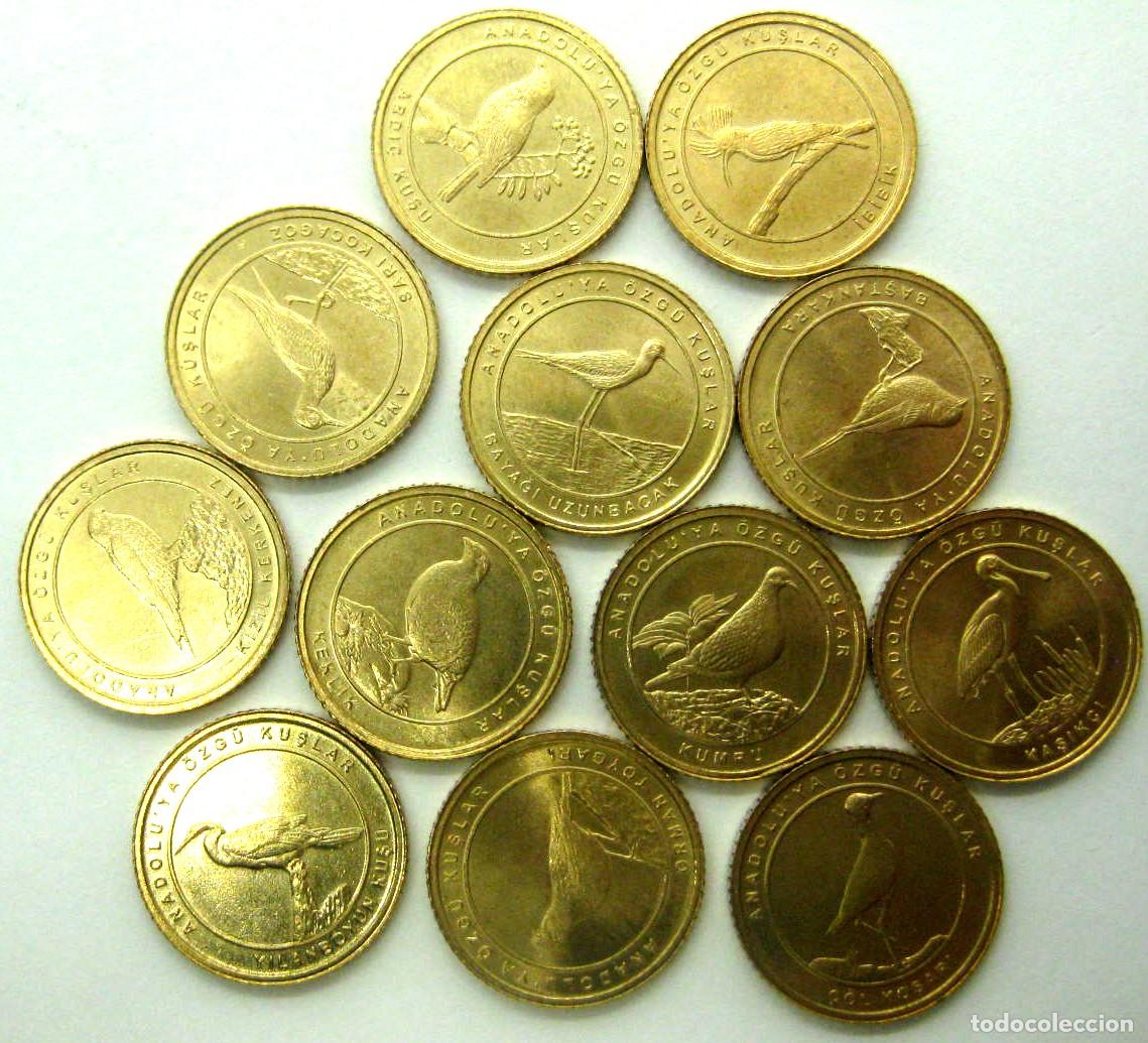 Monedas antiguas de Europa: Turqu&iacute;a, Set de 12 x 1 Kurus: &rdquo;P&aacute;jaros&rdquo; UC#189/98/ Sin Circular./ Ver fotos.