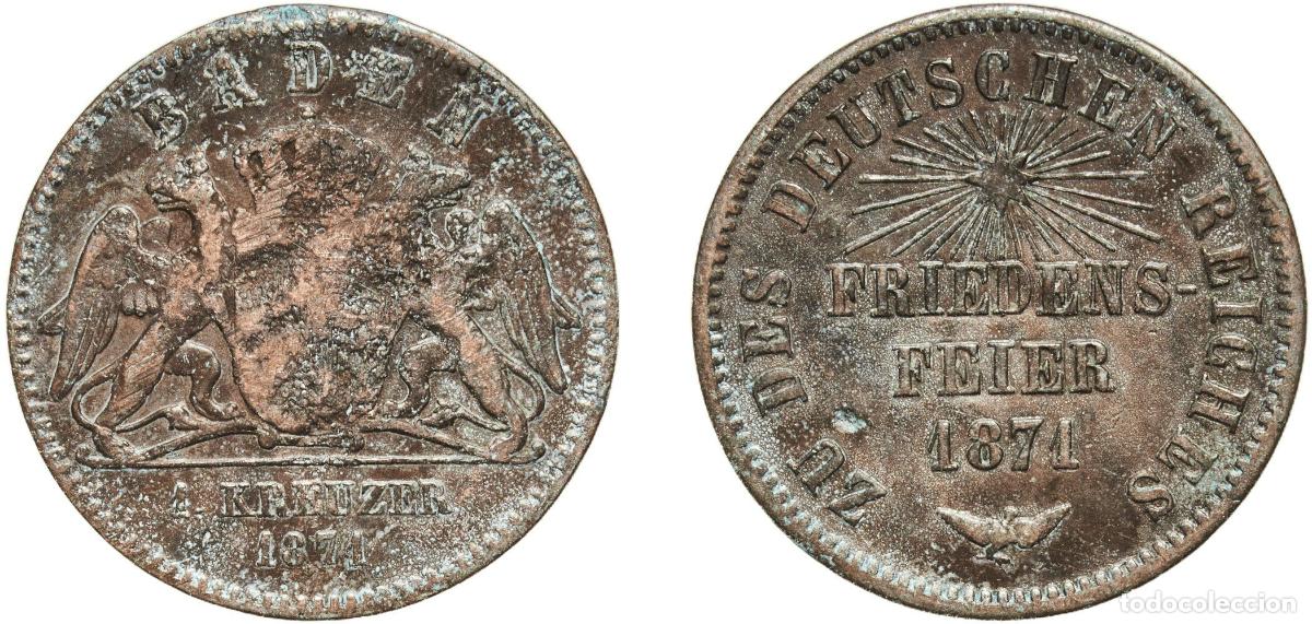 Monedas antiguas de Europa: Germany Grand Duchy of Baden German states 1871 1 Kreuzer - Frederick I (Victory over France) Coppe