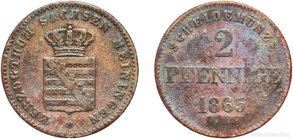 Monedas antiguas de Europa: Germany Kingdom of Bavaria German states 1865 2 Pfenning - Maximilian II, Ludwig II Copper Munich M