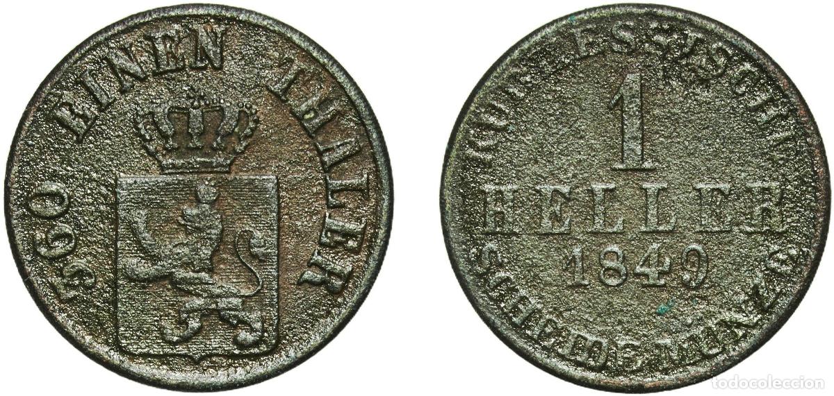 Monedas antiguas de Europa: Germany Electorate of Hesse-Cassel German states 1849 1 Heller - Frederick William Copper Kassel Mi