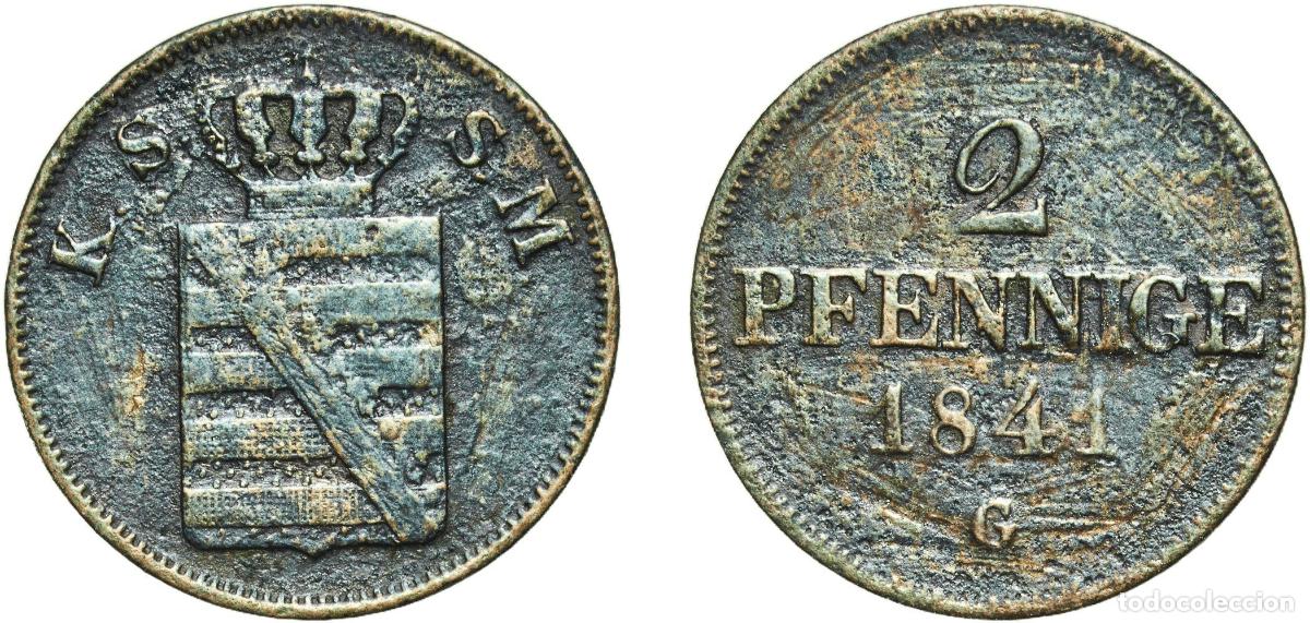 Monedas antiguas de Europa: Germany Duchy of Saxe-Altenburg German states 1841 G 2 Pfennigs - Joseph Copper Dresden Mint (15000