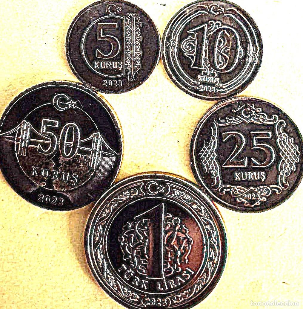 Monedas antiguas de Europa: Turqu&iacute;a, Set de 5 monedas: 5, 10, 25 y 50 Kurus + 1 Lira. / Sin Circular./ Ver fotos.
