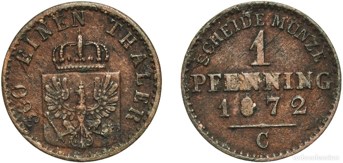 Monedas antiguas de Europa: Germany Kingdom of Prussia German states 1872 C 1 Pfenning - Wilhelm I Copper Frankfurt am Main Min