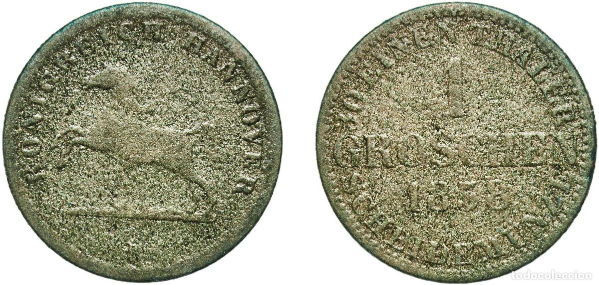 Monedas antiguas de Europa: Germany Duchy of Brunswick German states 1858 1 Groschen - William Billon (.220 silver) Hanover Min