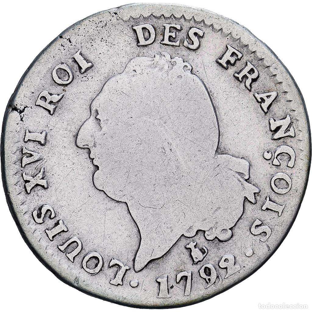 Monedas antiguas de Europa: [#139736] Francia, Louis XVI, 30 Sols, 1792, Nantes, Plata, BC+, Gadoury:39