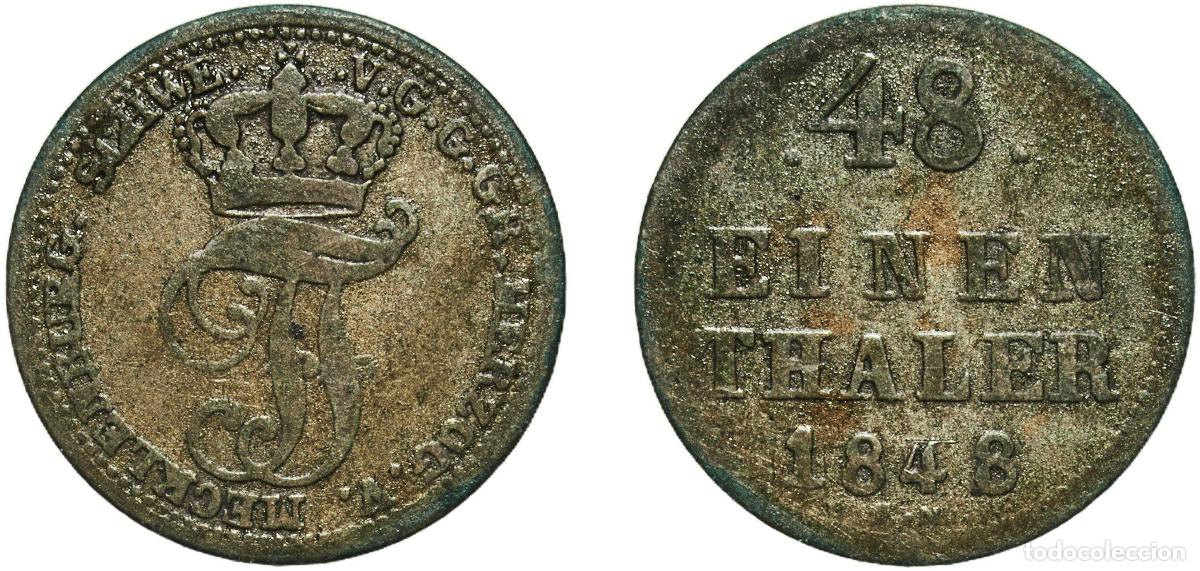 Monedas antiguas de Europa: Germany Grand duchy of Mecklenburg-Schwerin German states 1848 &sup1;&frasl;₄₈ Thaler - Friedrich Franz II Bil