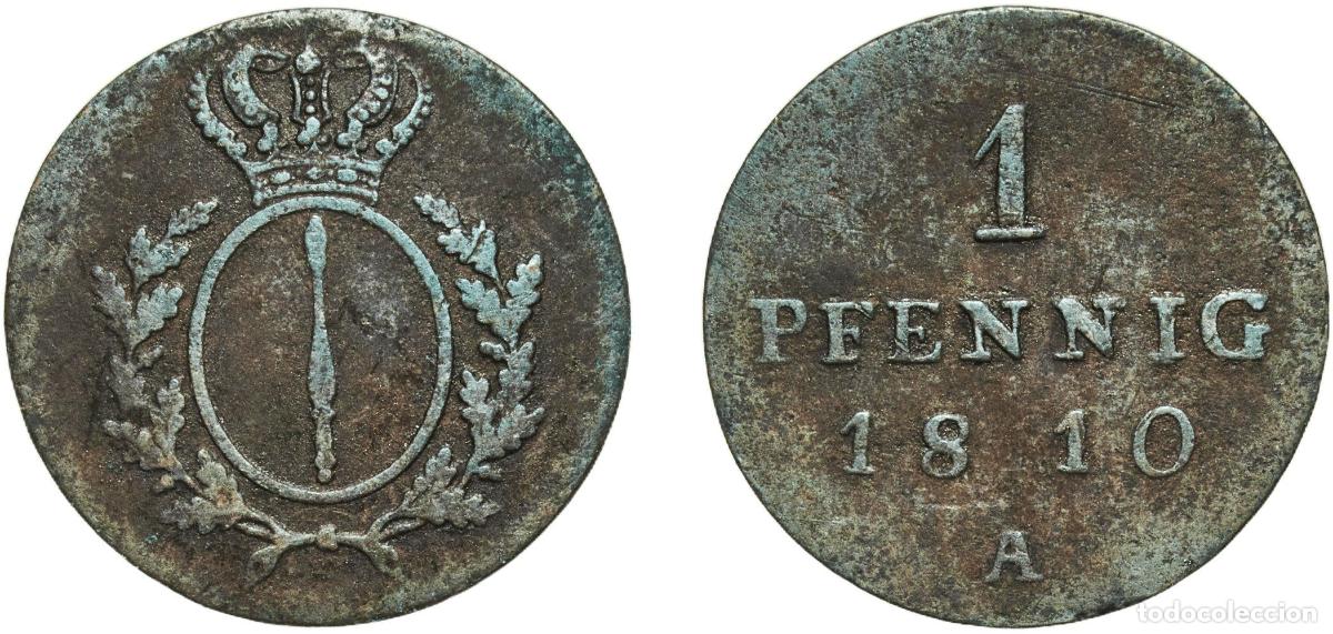 Monedas antiguas de Europa: Germany Kingdom of Prussia Kingdom of Prussia Second Empire 1810 A 1 Pfennig - Frederick William II