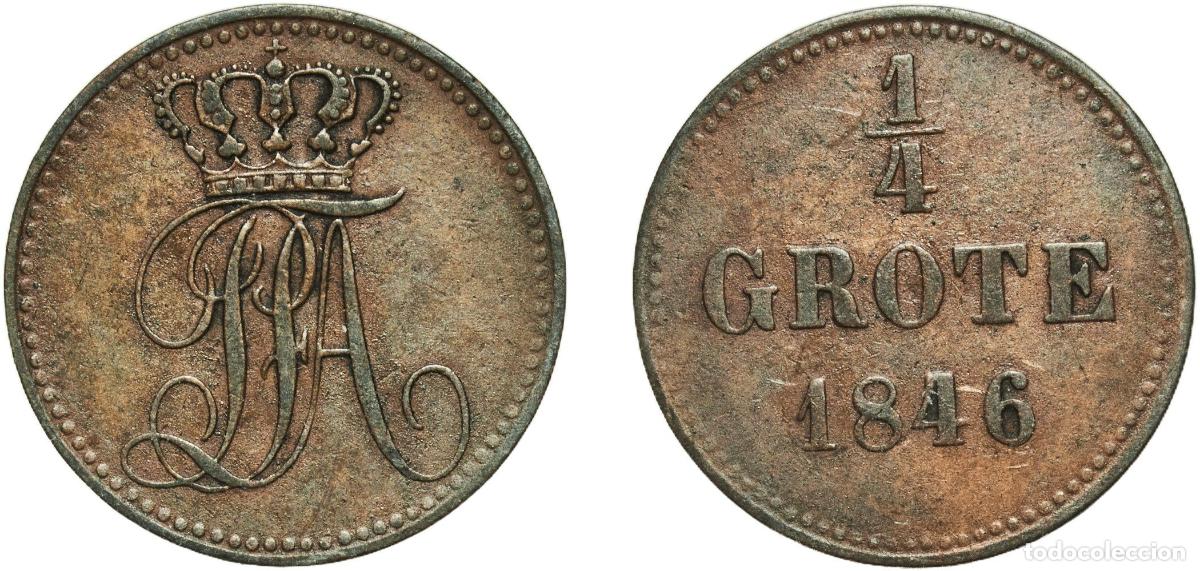 Monedas antiguas de Europa: Germany Grand duchy of Oldenburg German states 1846 &frac14; Grote - Paul Frederick August Copper Hanover