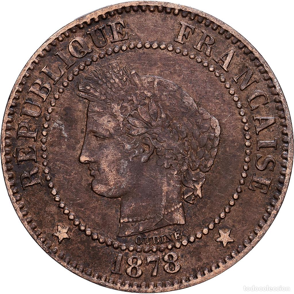 Monedas antiguas de Europa: [#1530501] Francia, 2 Centimes, C&eacute;r&egrave;s, 1878, Paris, Bronce, BC+, Gadoury:105, KM:827.1