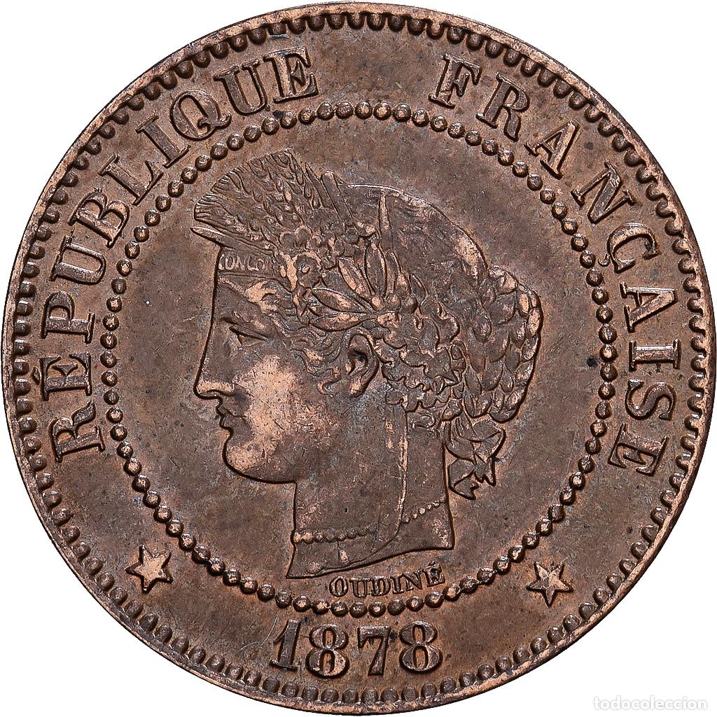 Monedas antiguas de Europa: [#1530502] Francia, 2 Centimes, C&eacute;r&egrave;s, 1878, Paris, Bronce, BC+, Gadoury:105, KM:827.1