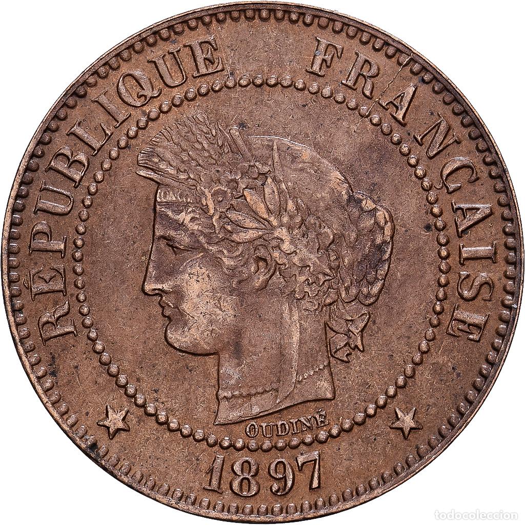Monedas antiguas de Europa: [#1530503] Francia, 2 Centimes, C&eacute;r&egrave;s, 1897, Paris, Bronce, BC+, Gadoury:105, KM:827.1