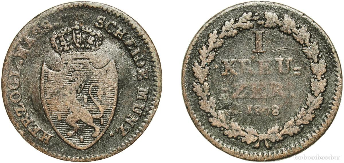 Monedas antiguas de Europa: Germany Duchy of Nassau German states 1808 1 Kreuzer - Frederick William Copper Ehrenbreitstein (77